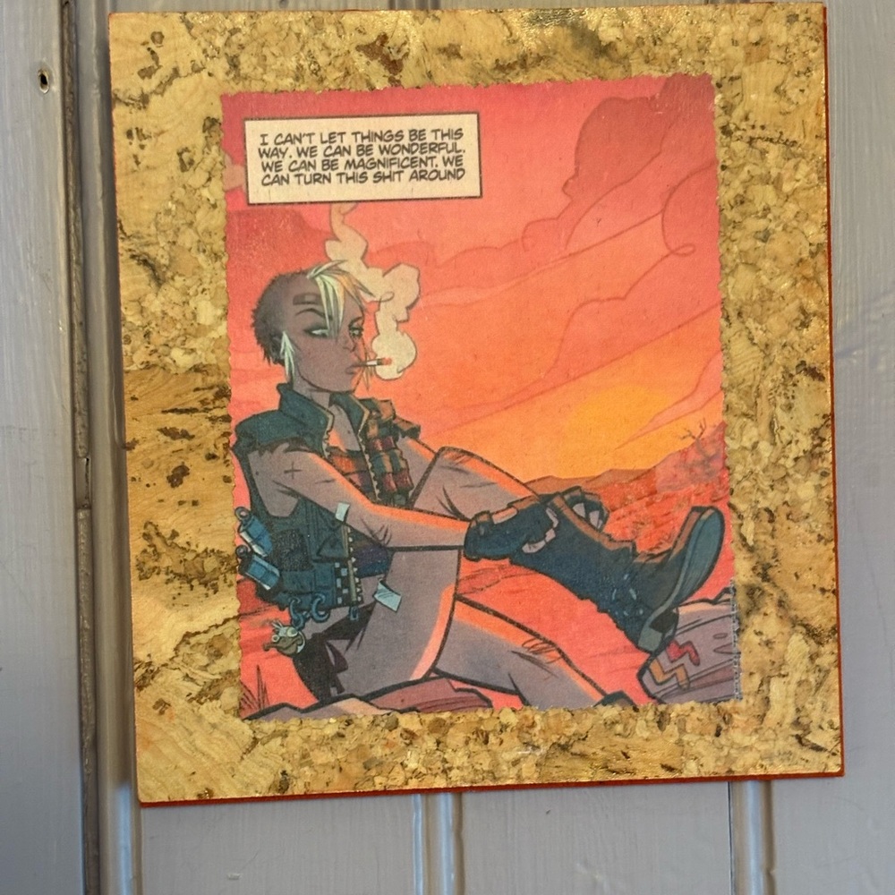 Original Handmade Decoupage Art Plaque: Tank Girl “We Can Turn This Shit Around”